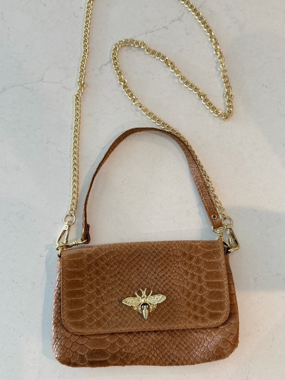 CAMILLE EMBOSSED LEATHER CROSSBODY/CLUTCH